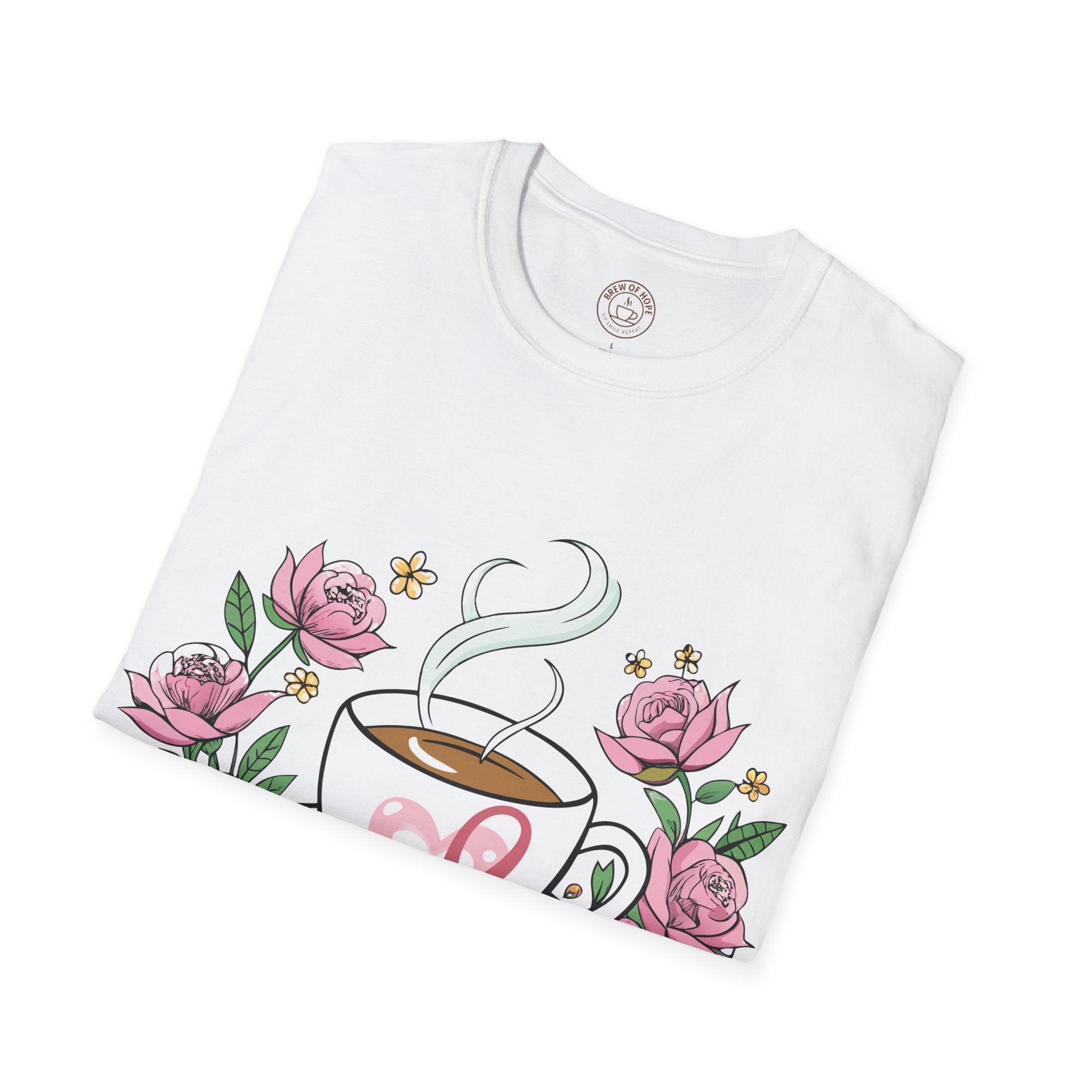 Coffee & Purpose Floral T-Shirt, Cozy Gift for Coffee Lovers, Mother's Day, Birthday tee, Inspirational Clothing, Everyday Casual Wear
