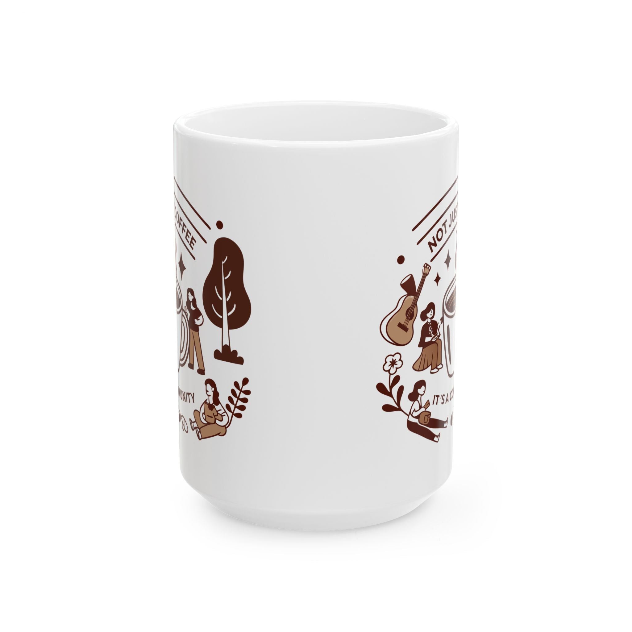 Bohemian Charm Ceramic Mug, Cozy Vibes, Gift for Music Lovers, Vintage Style Cup, Home Decor, Coffee Gift, Tea Mug