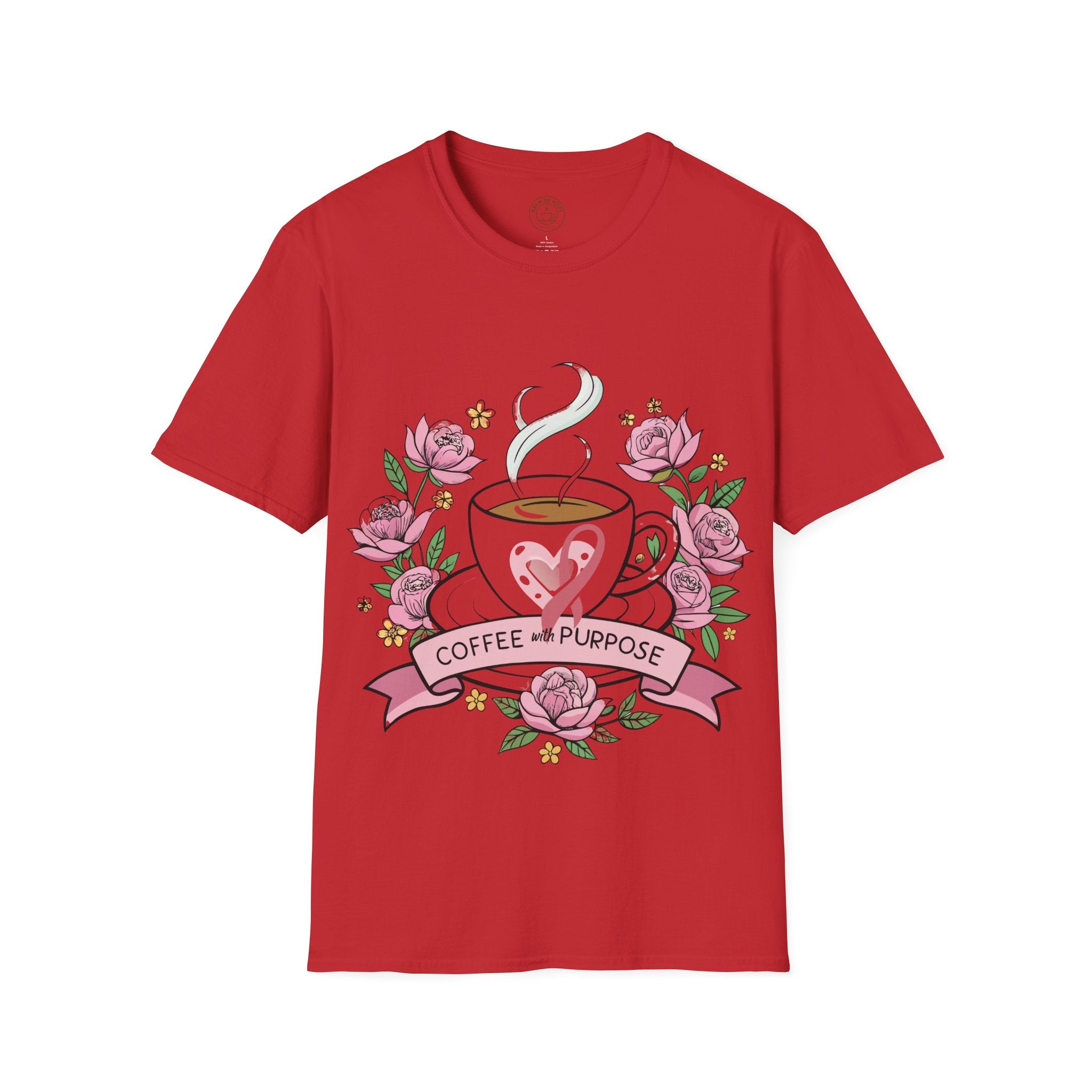 Coffee & Purpose Floral T-Shirt, Cozy Gift for Coffee Lovers, Mother's Day, Birthday tee, Inspirational Clothing, Everyday Casual Wear