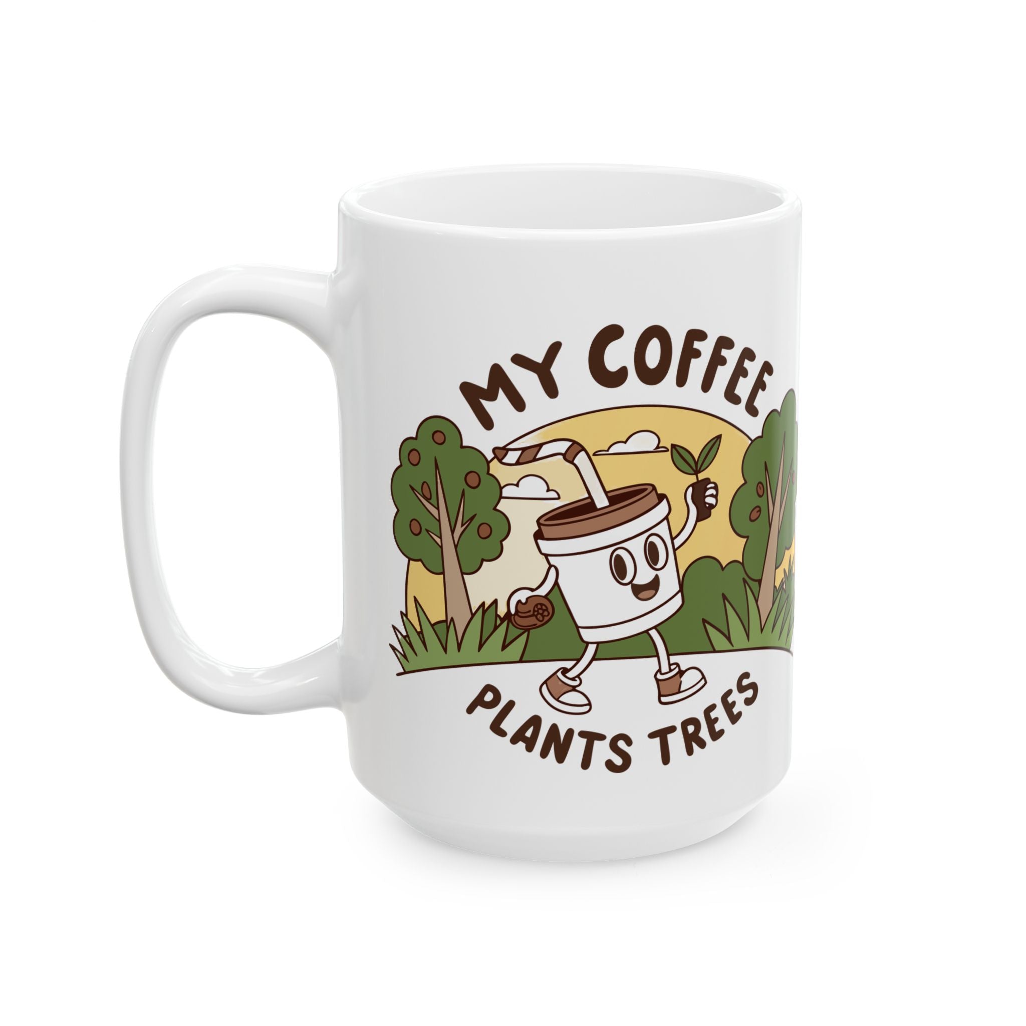 Coffee Lover's Ceramic Mug, Eco-Friendly Gift for Gardeners, Funny Mug for Plant Lovers, Nature Lover's Coffee Cup, Gift for Earth Day