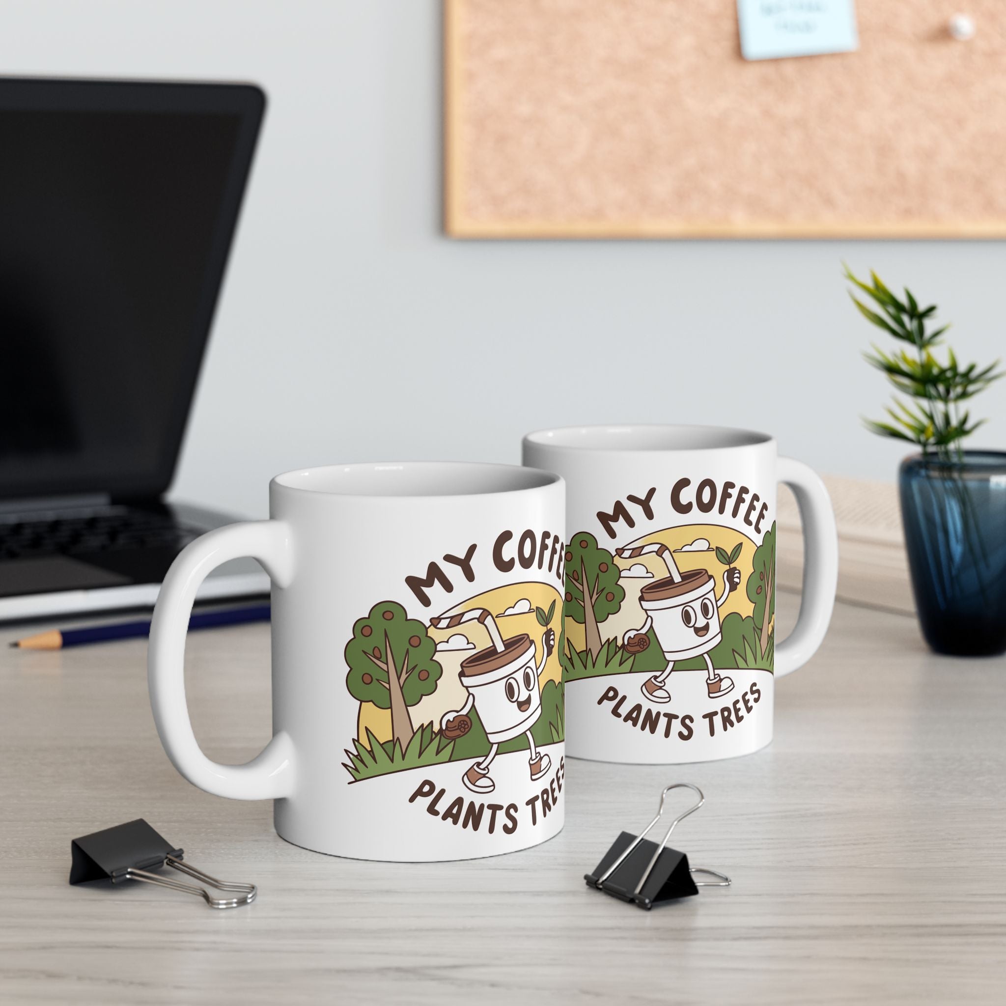 Coffee Lover's Ceramic Mug, Eco-Friendly Gift for Gardeners, Funny Mug for Plant Lovers, Nature Lover's Coffee Cup, Gift for Earth Day