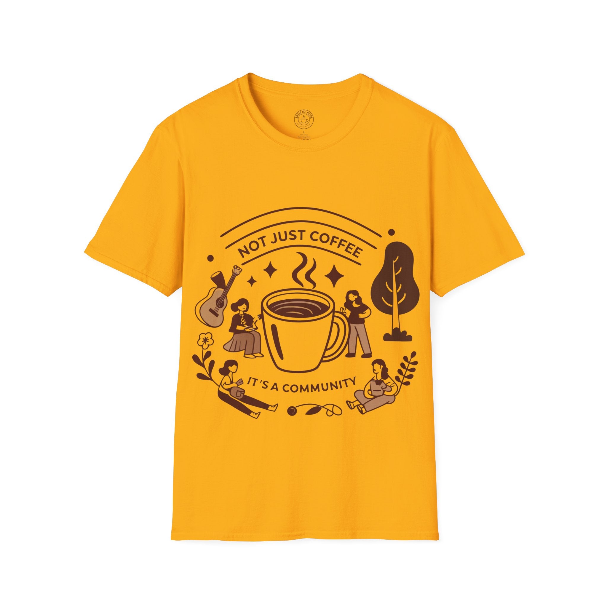 Community Vibes Unisex Softstyle T-Shirt, Coffee Lovers Gift, Casual Wear, Graphic Tee, Nice Day Out, Perfect for Friends Gatherings