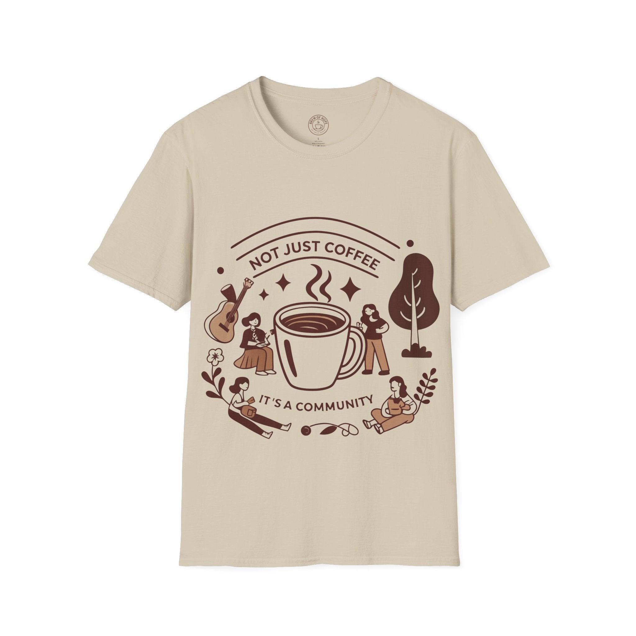 Community Vibes Unisex Softstyle T-Shirt, Coffee Lovers Gift, Casual Wear, Graphic Tee, Nice Day Out, Perfect for Friends Gatherings