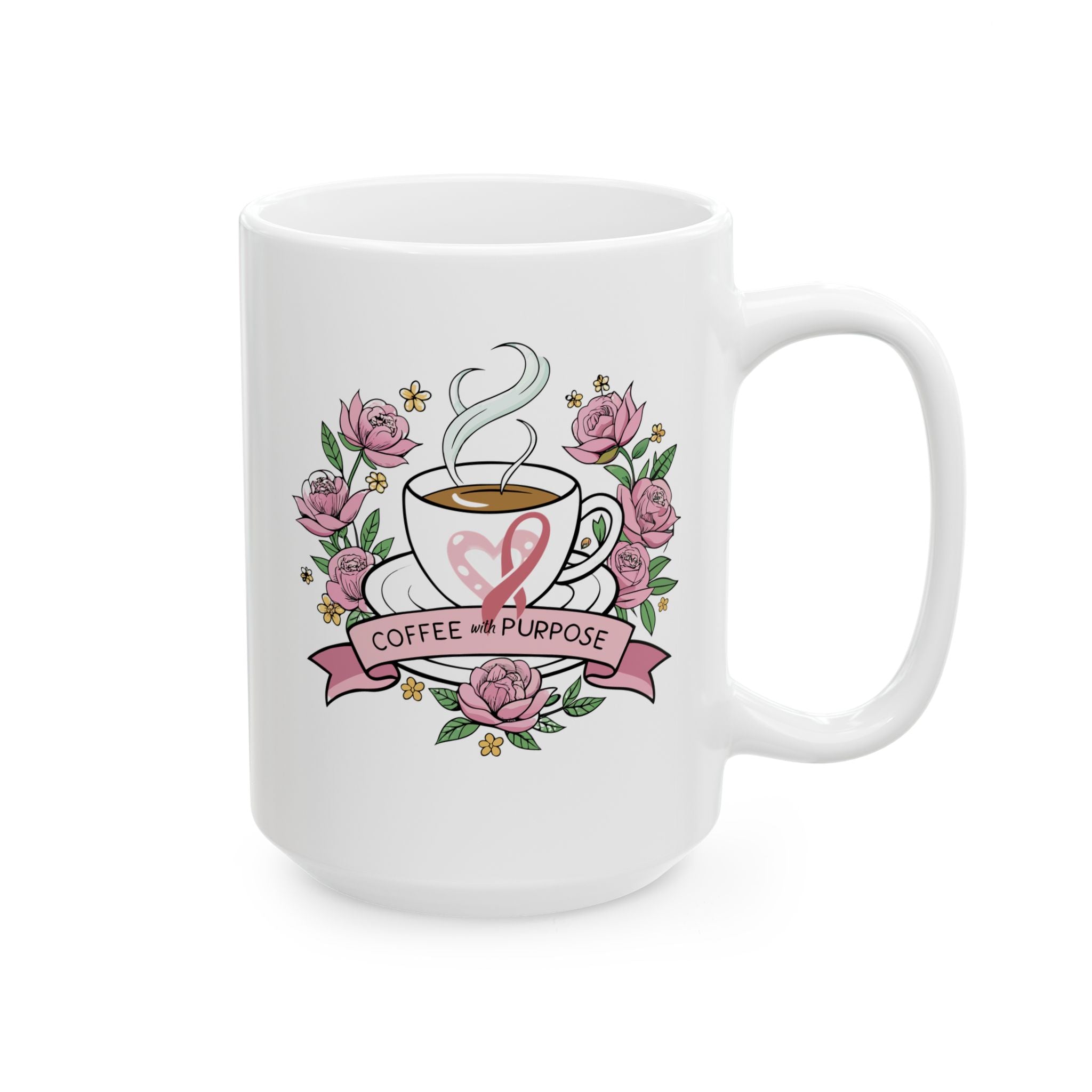 Floral Ceramic Mug with Inspirational Quote, Perfect Gift for Her, Coffee Lovers, Birthday or Mother's Day