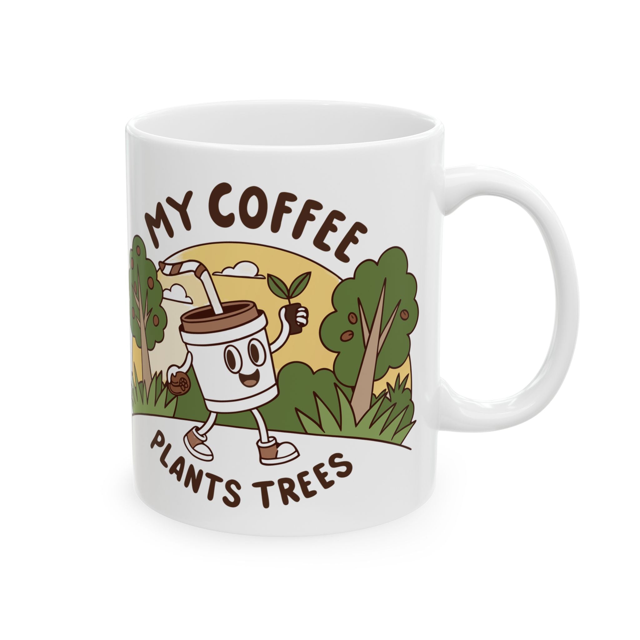 Coffee Lover's Ceramic Mug, Eco-Friendly Gift for Gardeners, Funny Mug for Plant Lovers, Nature Lover's Coffee Cup, Gift for Earth Day