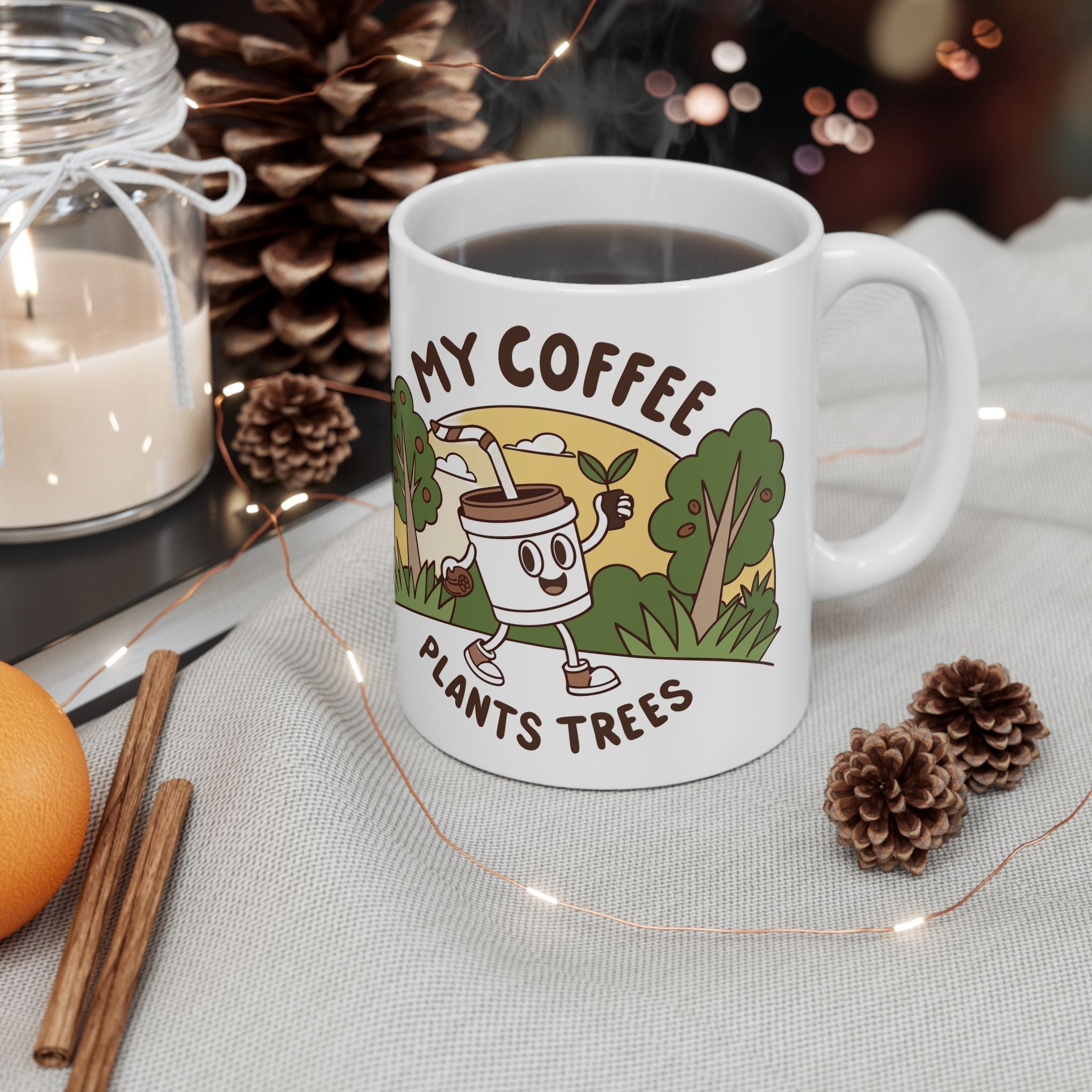 Coffee Lover's Ceramic Mug, Eco-Friendly Gift for Gardeners, Funny Mug for Plant Lovers, Nature Lover's Coffee Cup, Gift for Earth Day