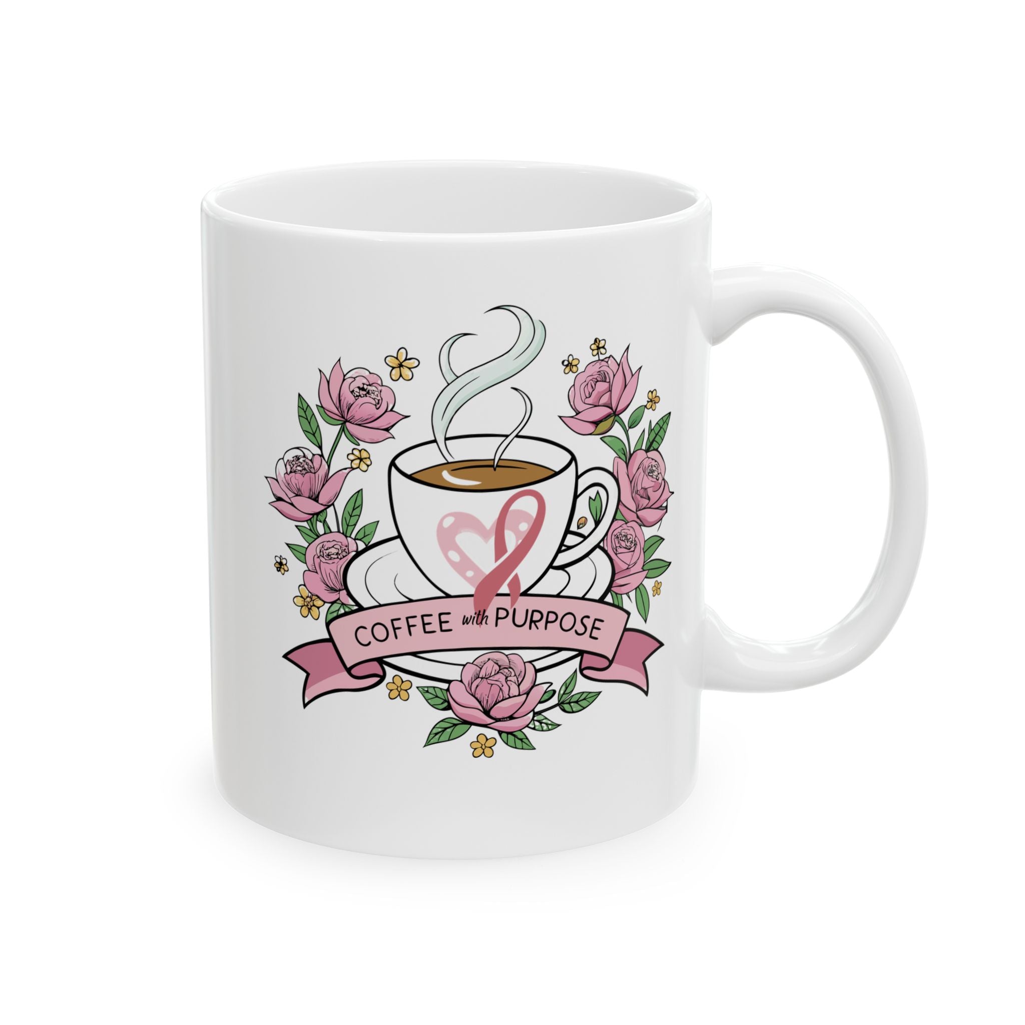 Floral Ceramic Mug with Inspirational Quote, Perfect Gift for Her, Coffee Lovers, Birthday or Mother's Day