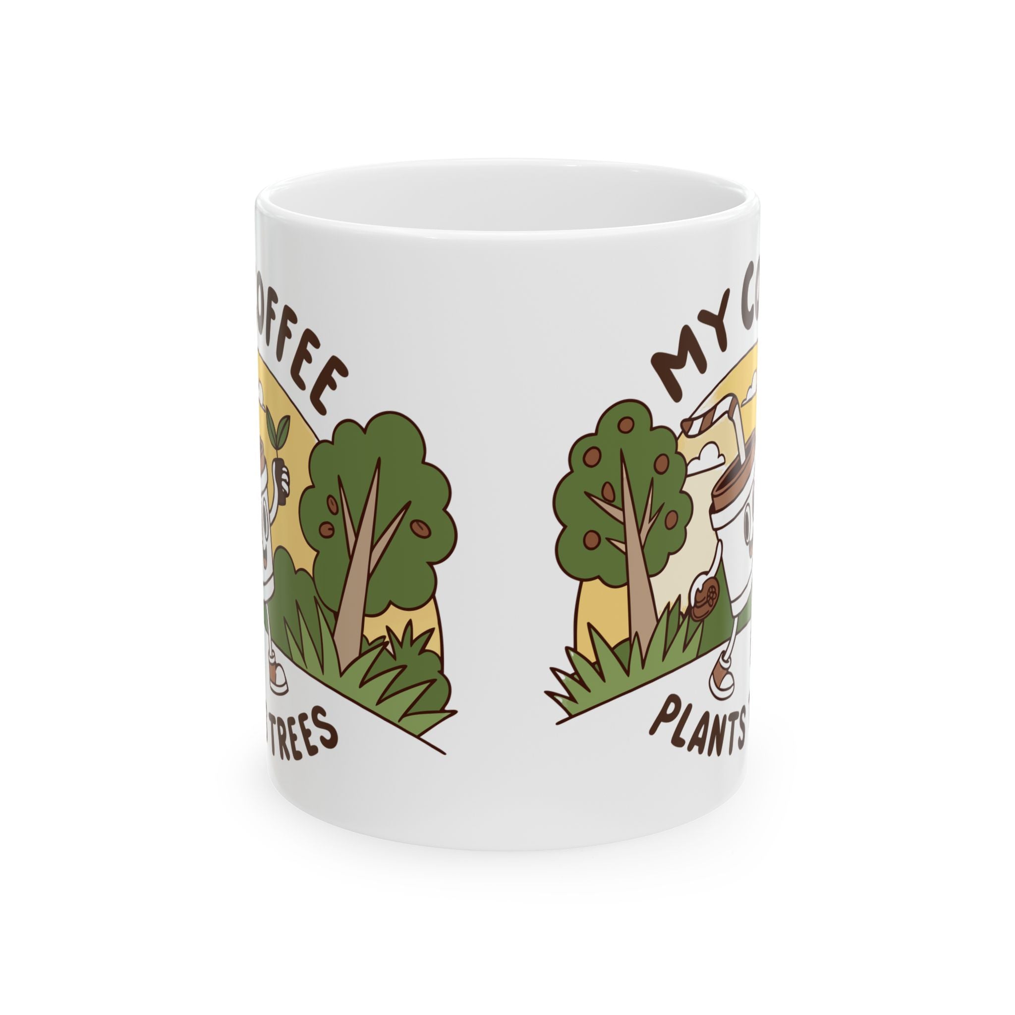Coffee Lover's Ceramic Mug, Eco-Friendly Gift for Gardeners, Funny Mug for Plant Lovers, Nature Lover's Coffee Cup, Gift for Earth Day