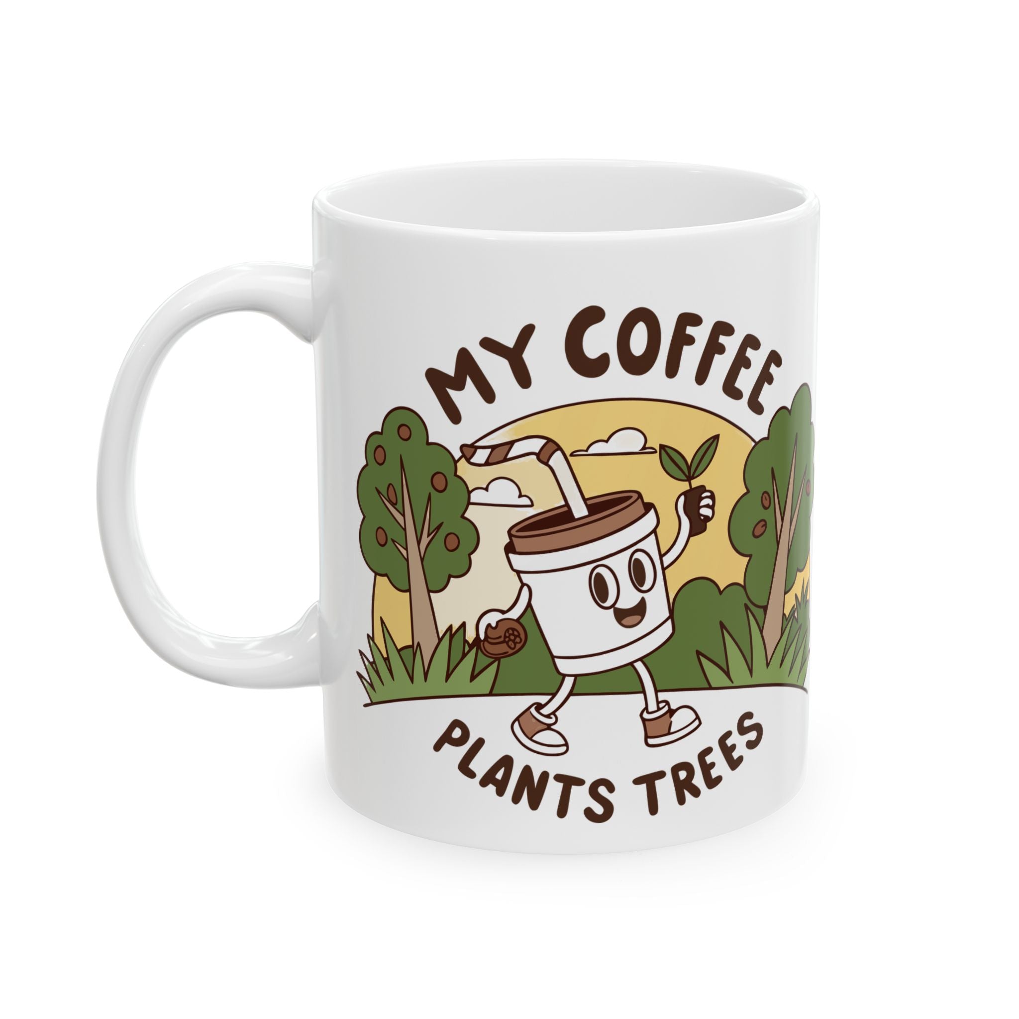 Coffee Lover's Ceramic Mug, Eco-Friendly Gift for Gardeners, Funny Mug for Plant Lovers, Nature Lover's Coffee Cup, Gift for Earth Day