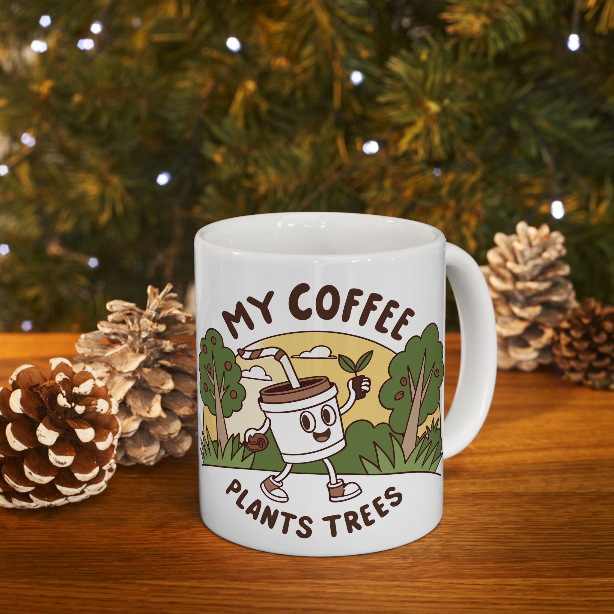 Coffee Lover's Ceramic Mug, Eco-Friendly Gift for Gardeners, Funny Mug for Plant Lovers, Nature Lover's Coffee Cup, Gift for Earth Day