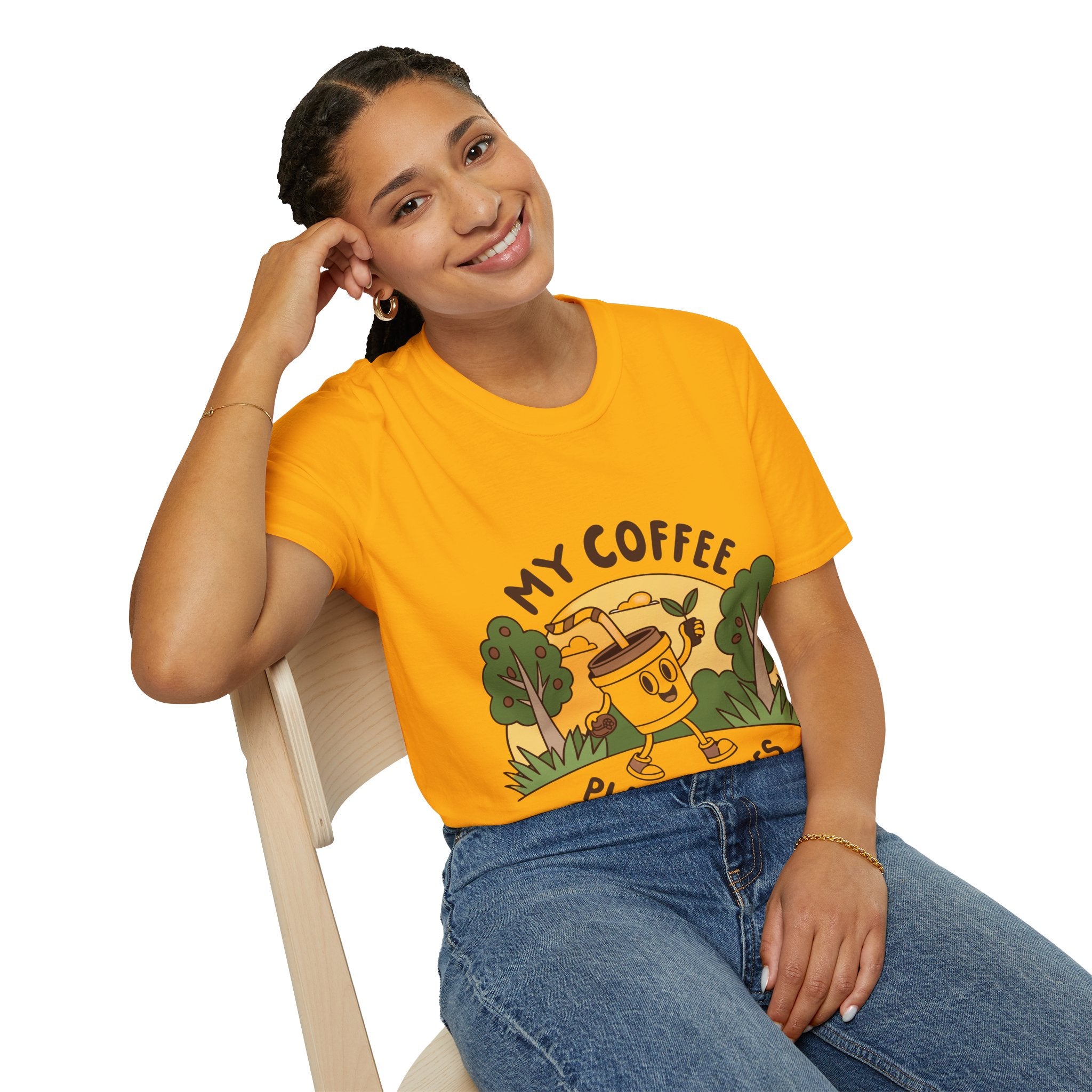 Eco-Friendly Coffee Lover T-Shirt, Unisex Softstyle Tee, Plant Trees Apparel, Gift for Coffee Lovers, Casual Wear, Nature Lovers Top