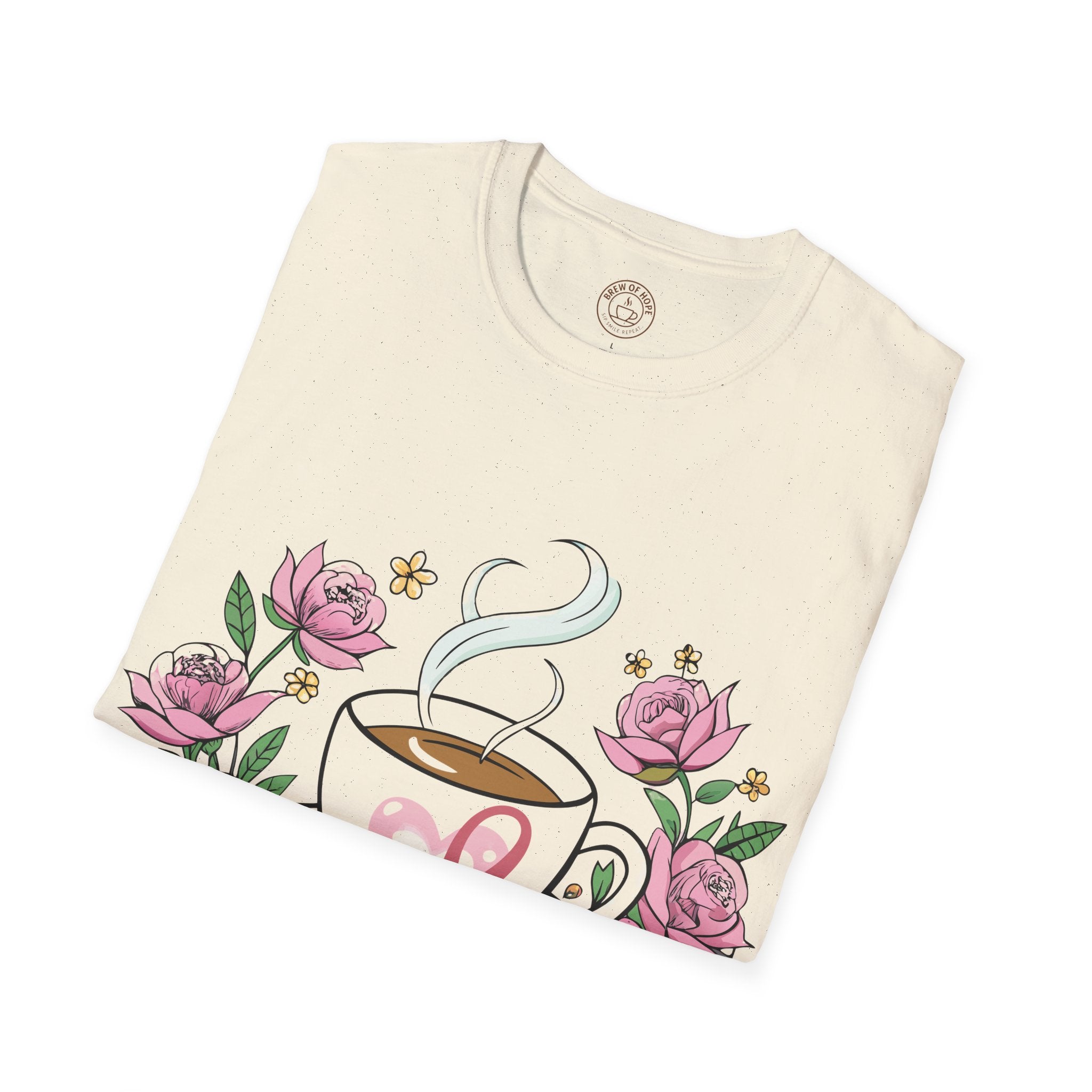 Coffee & Purpose Floral T-Shirt, Cozy Gift for Coffee Lovers, Mother's Day, Birthday tee, Inspirational Clothing, Everyday Casual Wear