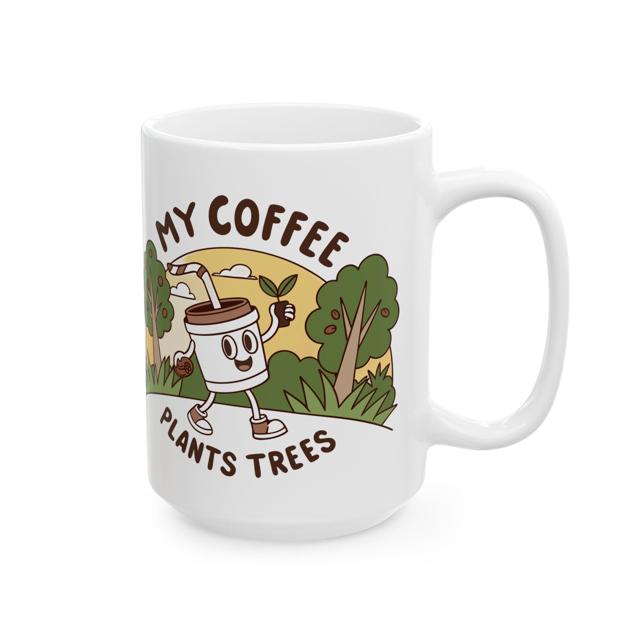 Coffee Lover's Ceramic Mug, Eco-Friendly Gift for Gardeners, Funny Mug for Plant Lovers, Nature Lover's Coffee Cup, Gift for Earth Day