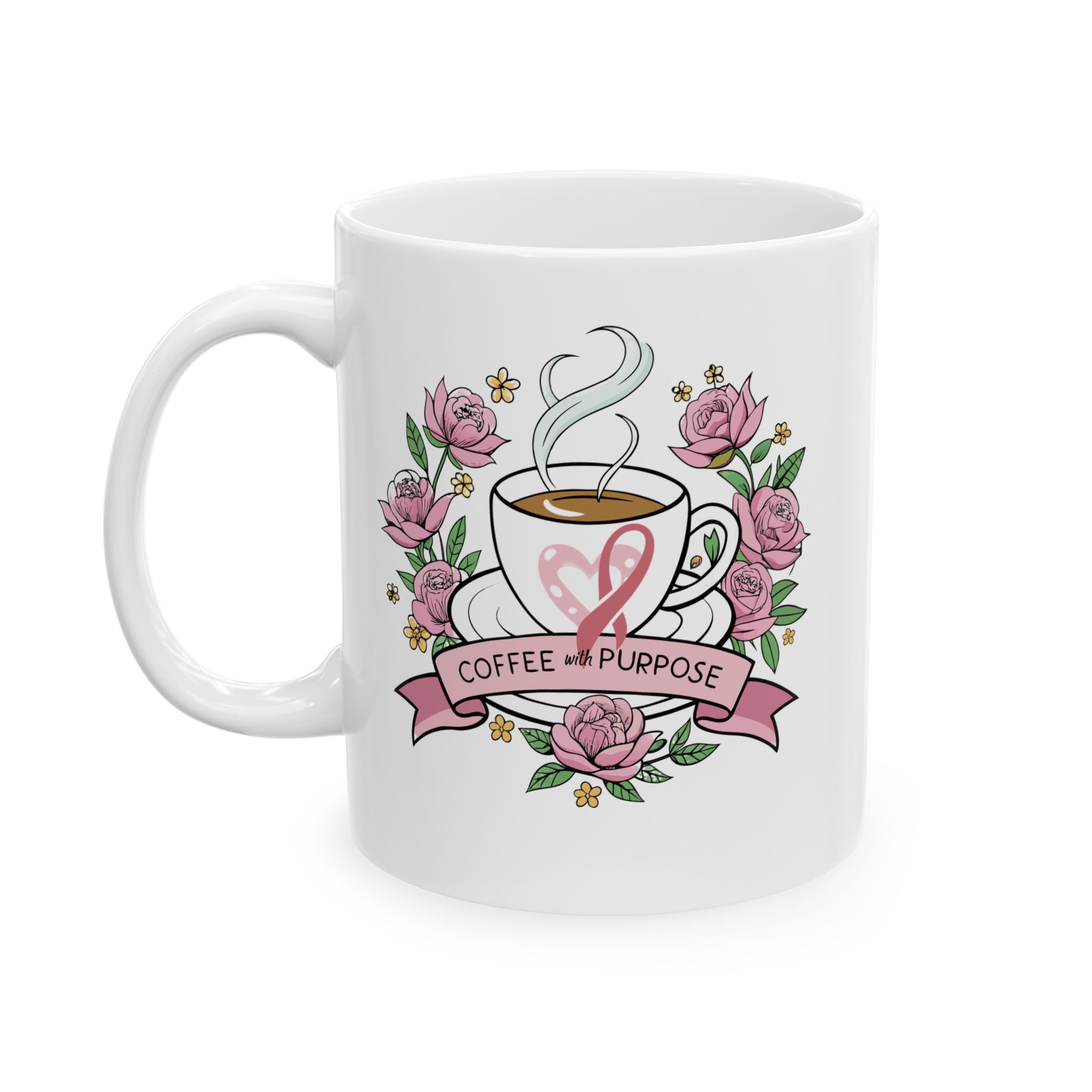 Floral Ceramic Mug with Inspirational Quote, Perfect Gift for Her, Coffee Lovers, Birthday or Mother's Day