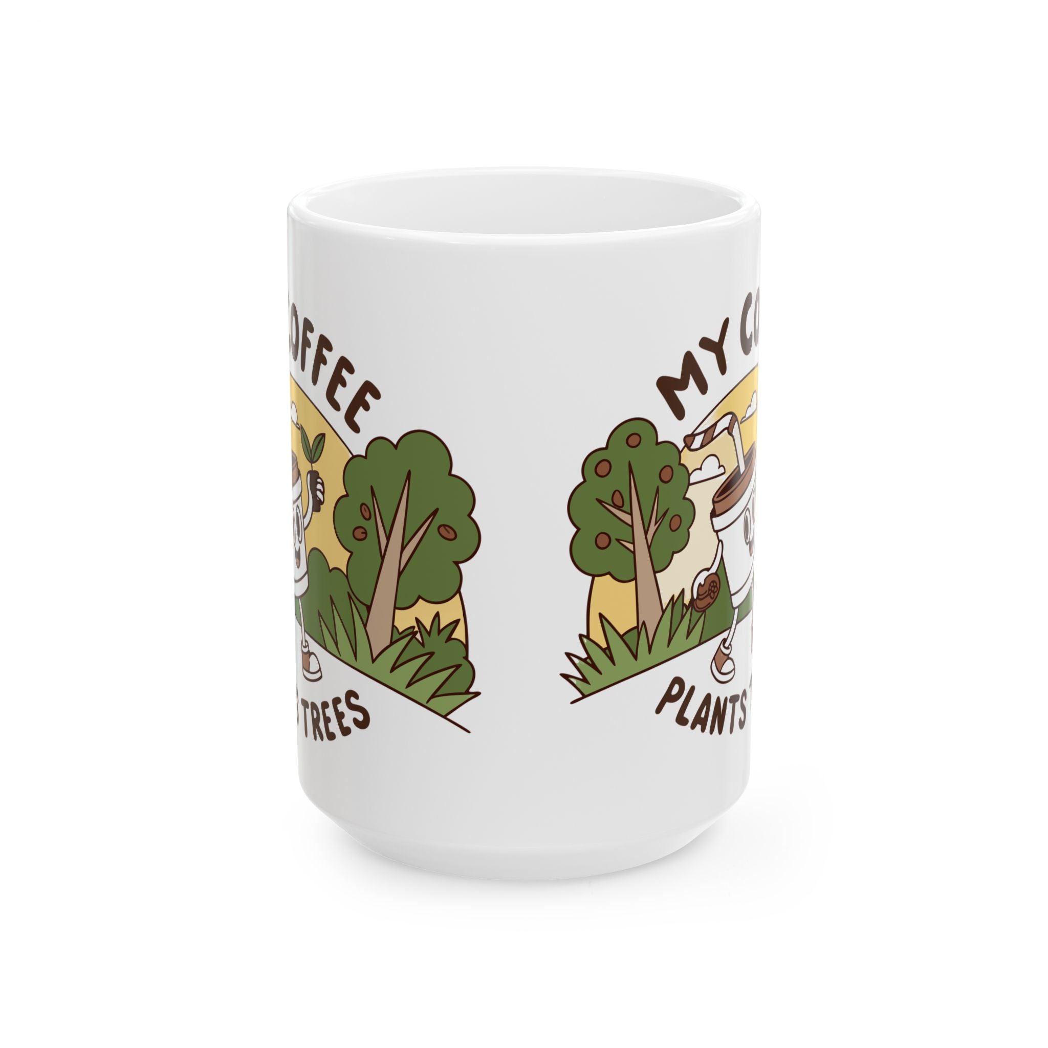Coffee Lover's Ceramic Mug, Eco-Friendly Gift for Gardeners, Funny Mug for Plant Lovers, Nature Lover's Coffee Cup, Gift for Earth Day