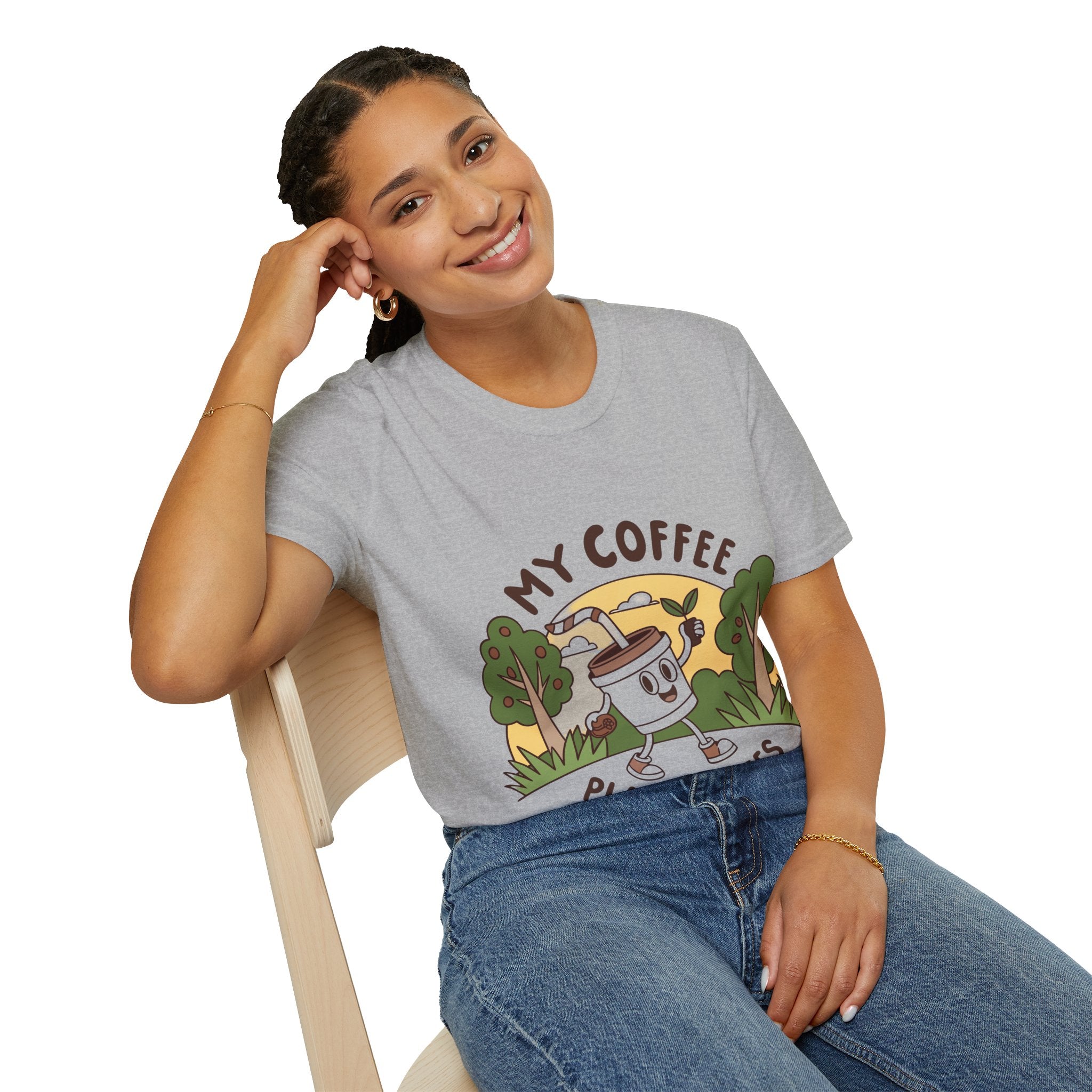 Eco-Friendly Coffee Lover T-Shirt, Unisex Softstyle Tee, Plant Trees Apparel, Gift for Coffee Lovers, Casual Wear, Nature Lovers Top
