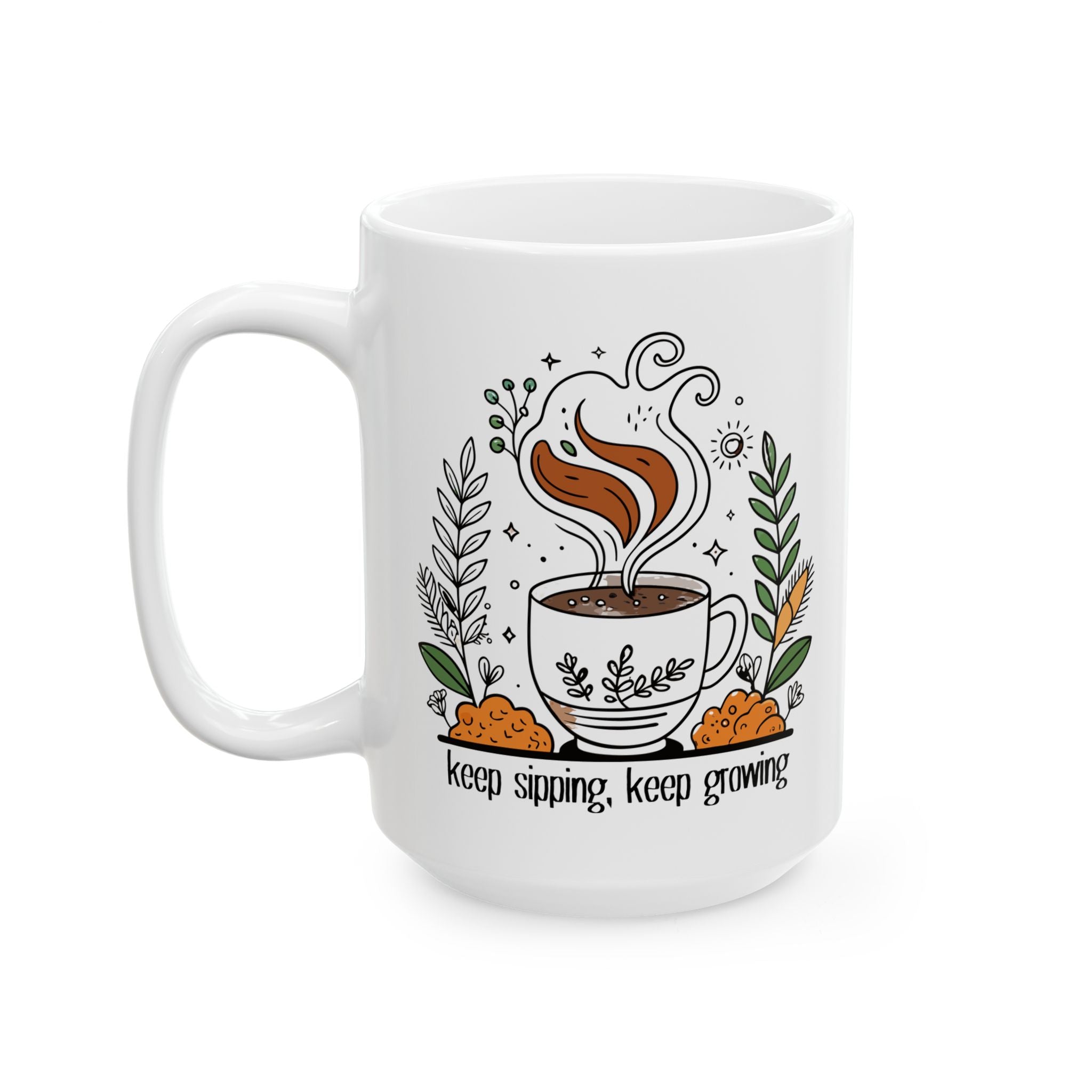 Inspirational Ceramic Mug, Motivational Drinkware, Office Decor, Gift for Her, Plant Lover Mug