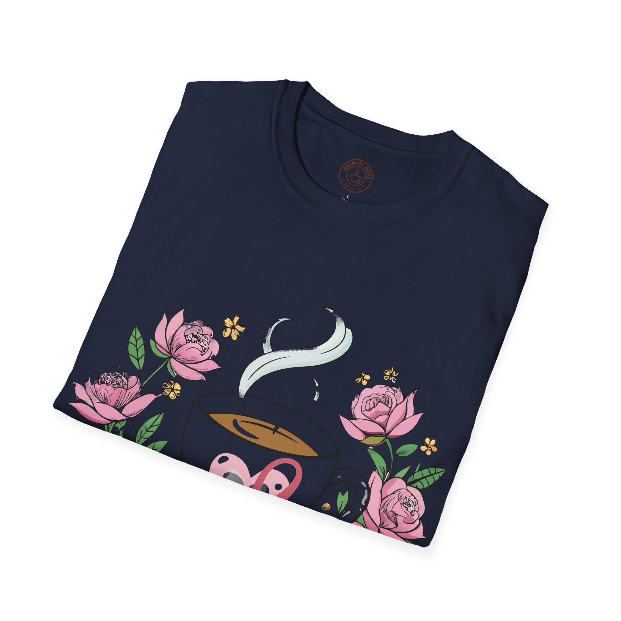 Coffee & Purpose Floral T-Shirt, Cozy Gift for Coffee Lovers, Mother's Day, Birthday tee, Inspirational Clothing, Everyday Casual Wear